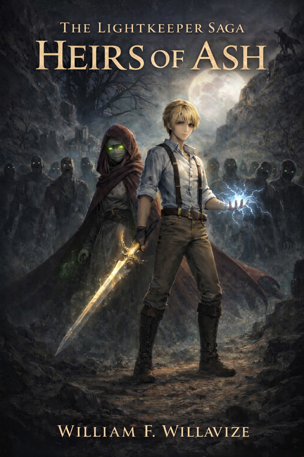 Front cover of Heirs of Ash, book one of The Lightkeeper Saga by William F. Willavize